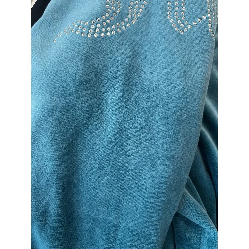 Juicy Couture Teal Velour Pajama Set Rhinestone Logo Sleepwear‎ 8329-47 Womens L